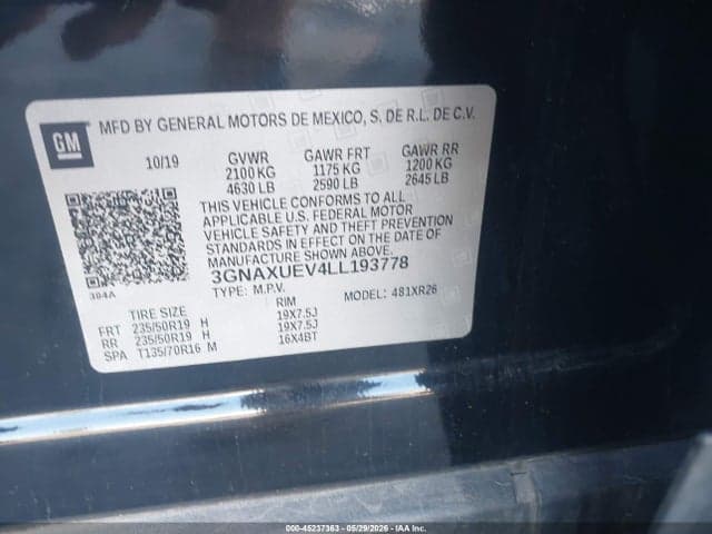 2020 CHEVROLET EQUINOX AWD LT 1.5L TURBO 9