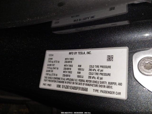 2025 TESLA MODEL 3 LONG RANGE REAR-WHEEL DRIVE/STANDARD REAR-WHEEL DRIVE 9