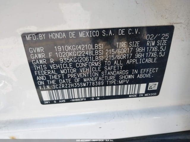 2025 HONDA HR-V AWD LX 9