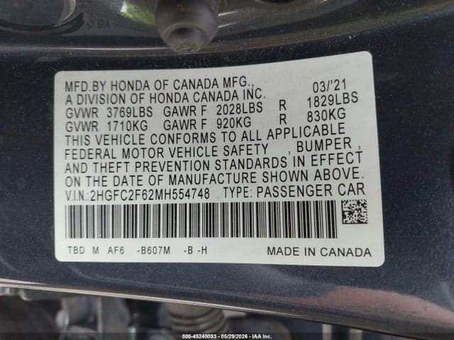 2021 HONDA CIVIC LX 9