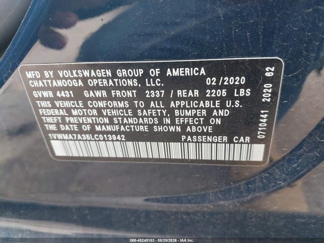 2020 VOLKSWAGEN PASSAT 2.0T R-LINE 9
