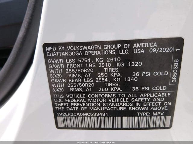 2021 VOLKSWAGEN ATLAS 3.6L V6 SEL 9
