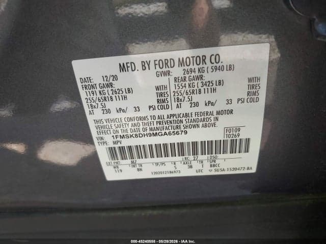 2021 FORD EXPLORER XLT 9
