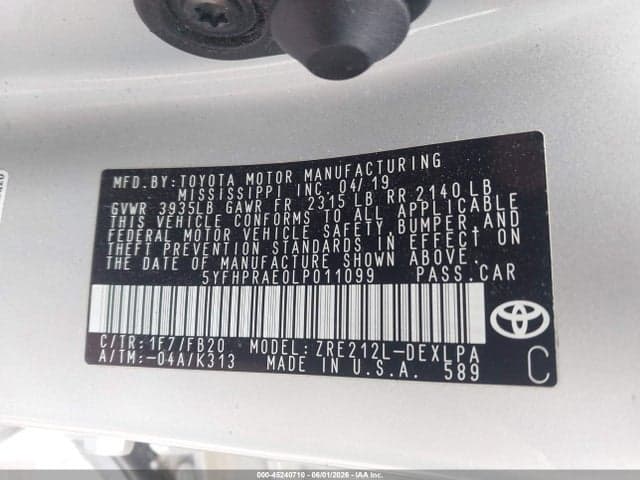 2020 TOYOTA COROLLA LE 9