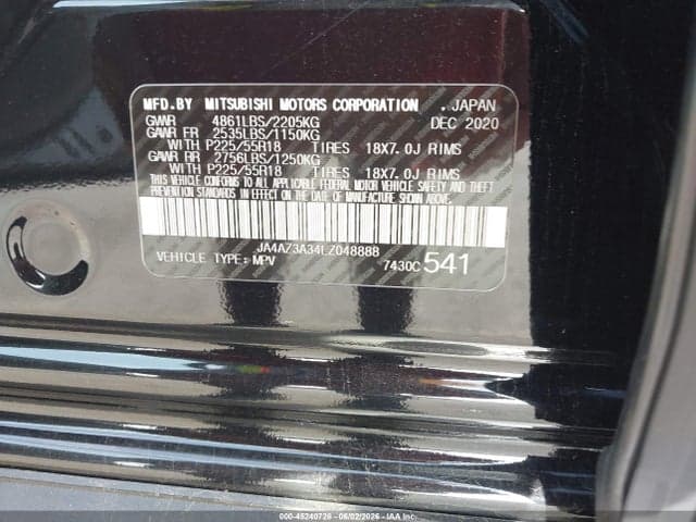 2020 MITSUBISHI OUTLANDER ES 2.4 S-AWC/LE 2.4 S-AWC/SE 2.4 S-AWC/SEL 2.4 S-AWC/SP 2.4 S-AWC 9