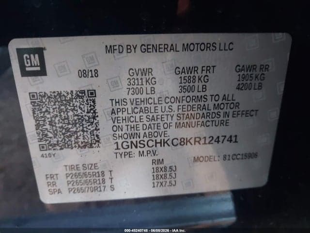 2019 CHEVROLET SUBURBAN LT 9