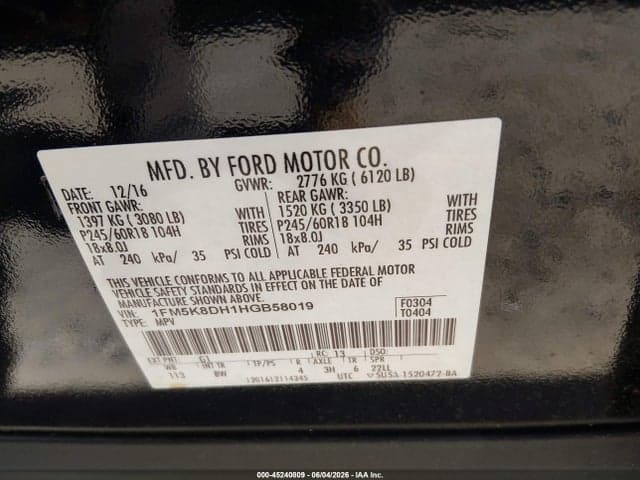 2017 FORD EXPLORER XLT 9