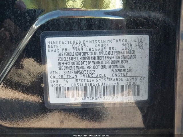 2019 NISSAN SENTRA S 9