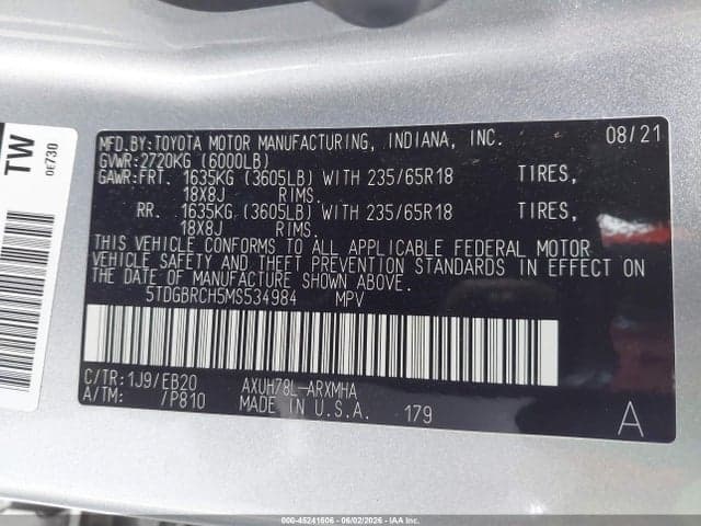 2021 TOYOTA HIGHLANDER HYBRID XLE 9