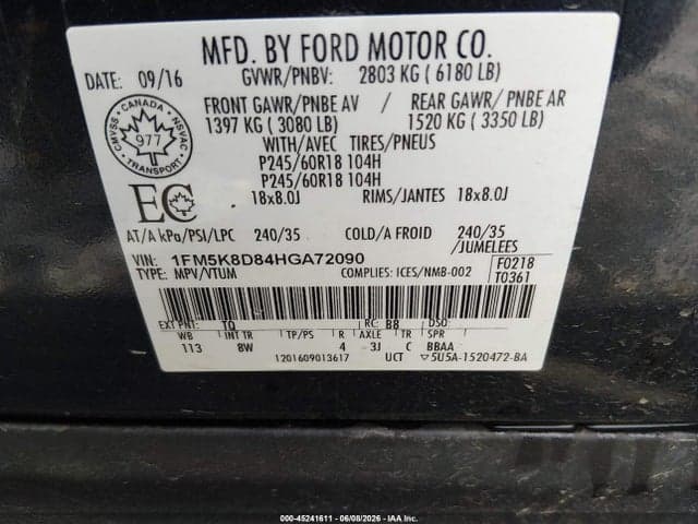 2017 FORD EXPLORER XLT 9