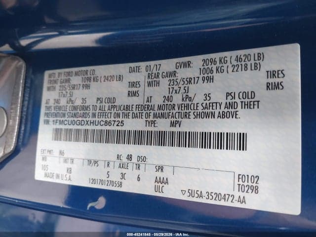 2017 FORD ESCAPE SE 9