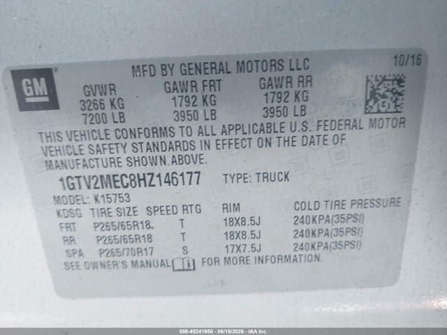 2017 GMC SIERRA 1500 SLE 9