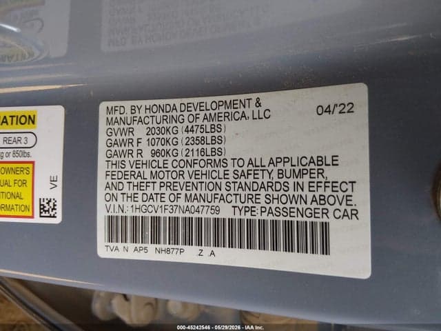 2022 HONDA ACCORD SPORT 9
