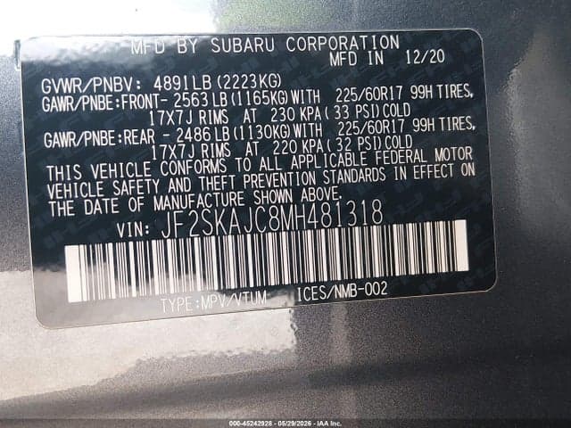 2021 SUBARU FORESTER PREMIUM 9