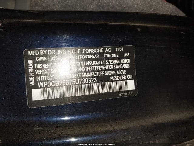 2005 PORSCHE BOXSTER S 9