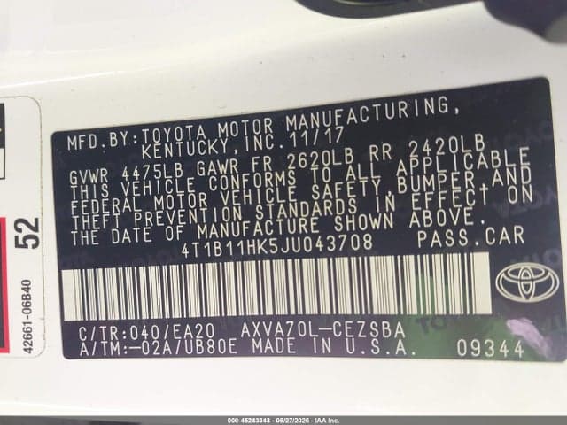 2018 TOYOTA CAMRY SE 9