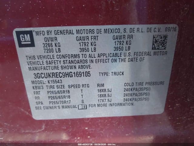 2017 CHEVROLET SILVERADO 1500 2LT 9