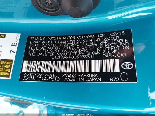 2018 TOYOTA PRIUS PRIME PREMIUM 9