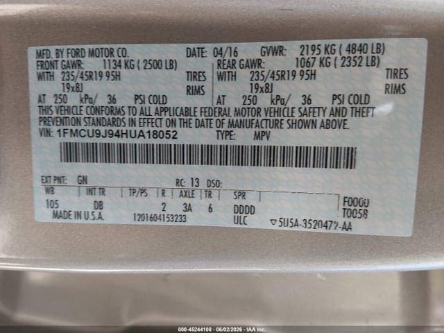 2017 FORD ESCAPE TITANIUM 9
