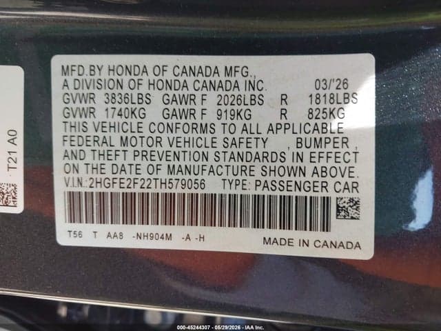 2026 HONDA CIVIC LX 9