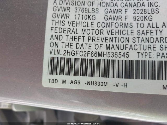 2021 HONDA CIVIC SPORT 9