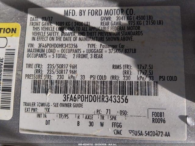 2017 FORD FUSION SE 9