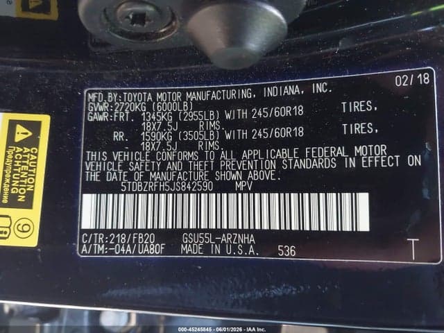 2018 TOYOTA HIGHLANDER LE 9