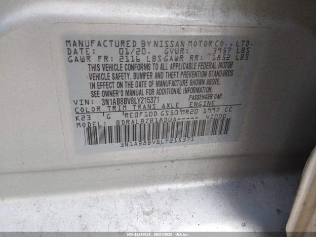 2020 NISSAN SENTRA S XTRONIC CVT 9