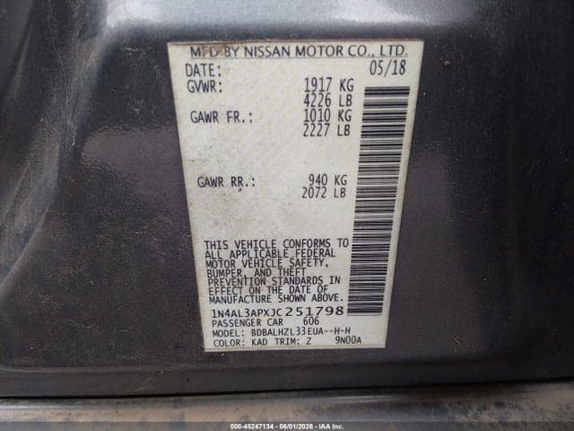 2018 NISSAN ALTIMA 2.5 SR 9