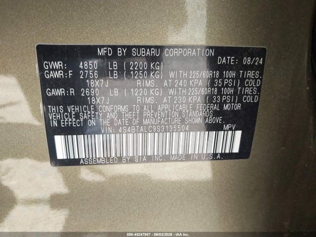 2025 SUBARU OUTBACK ONYX EDITION 9