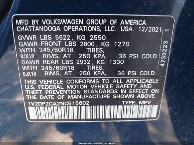 2022 VOLKSWAGEN ATLAS 2.0T SE 9