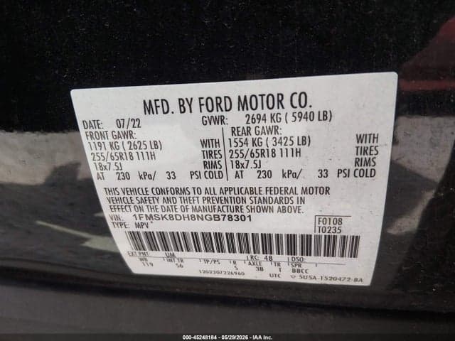 2022 FORD EXPLORER XLT 9