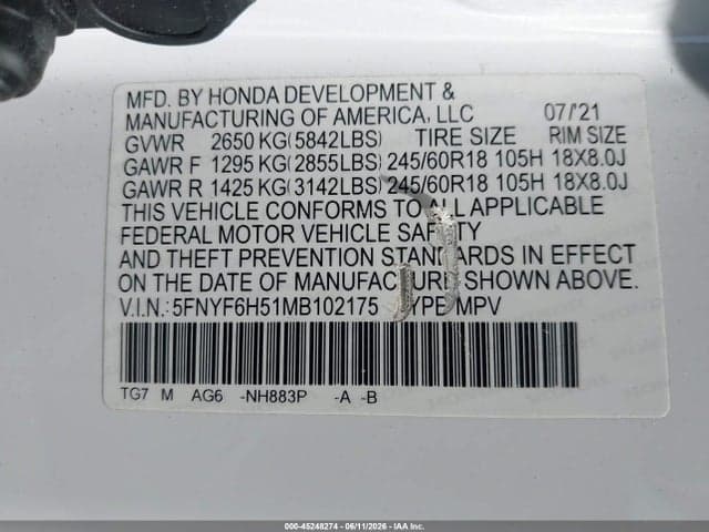 2021 HONDA PILOT AWD EX-L 9