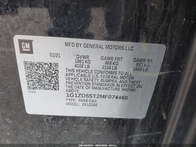 2021 CHEVROLET MALIBU FWD LT 9