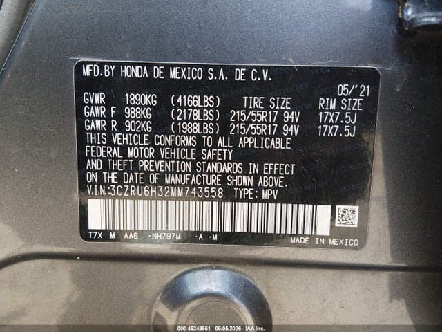 2021 HONDA HR-V AWD LX 9