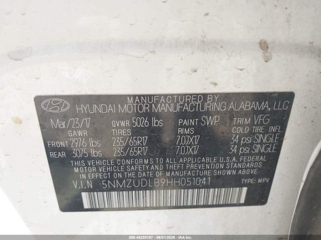2017 HYUNDAI SANTA FE SPORT 2.4L 9