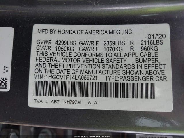 2020 HONDA ACCORD LX 9