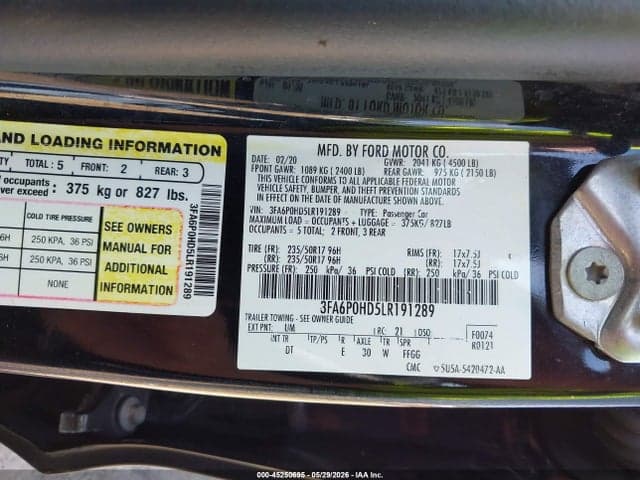 2020 FORD FUSION SE 9
