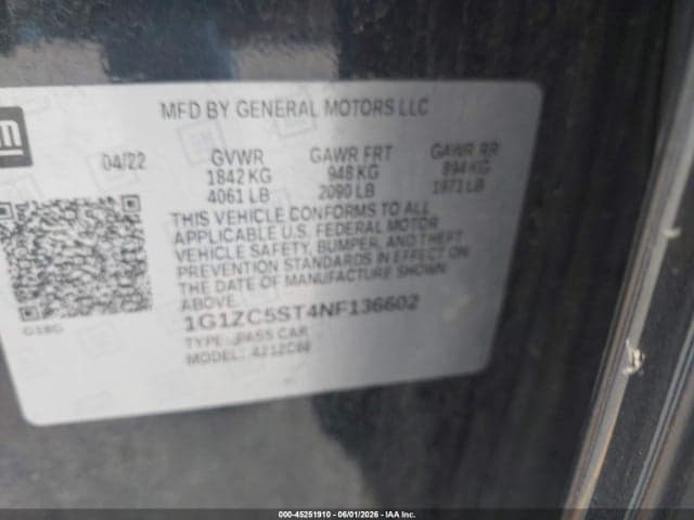 2022 CHEVROLET MALIBU FWD 1FL 9