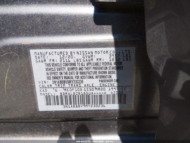 2021 NISSAN SENTRA S XTRONIC CVT 9
