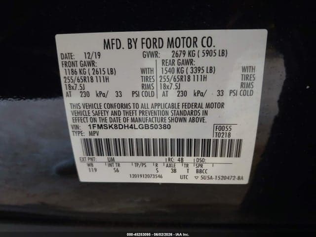 2020 FORD EXPLORER XLT 9