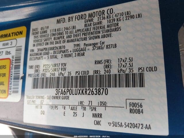 2019 FORD FUSION HYBRID SE 9