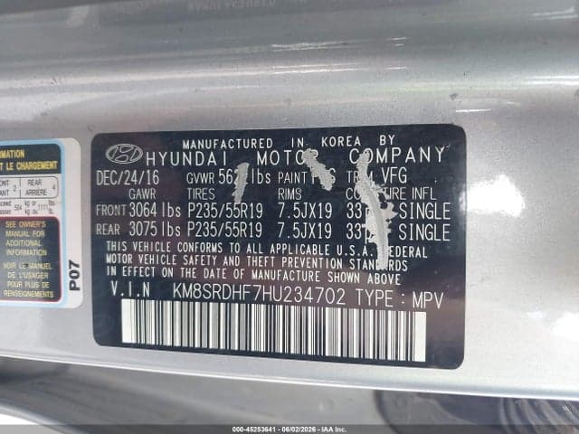 2017 HYUNDAI SANTA FE LIMITED ULTIMATE 9