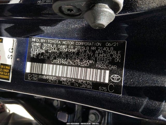 2022 TOYOTA COROLLA LE 10