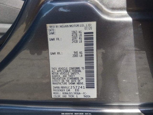 2020 NISSAN ALTIMA S FWD 9