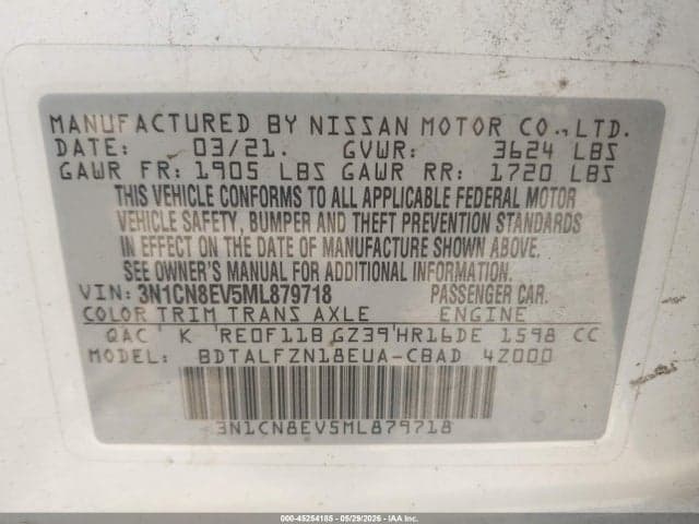 2021 NISSAN VERSA SV XTRONIC CVT 9