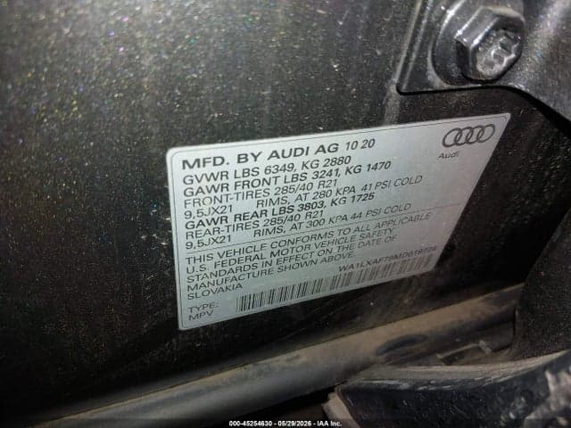 2021 AUDI Q7 PREMIUM PLUS 55 TFSI QUATTRO TIPTRONIC 9
