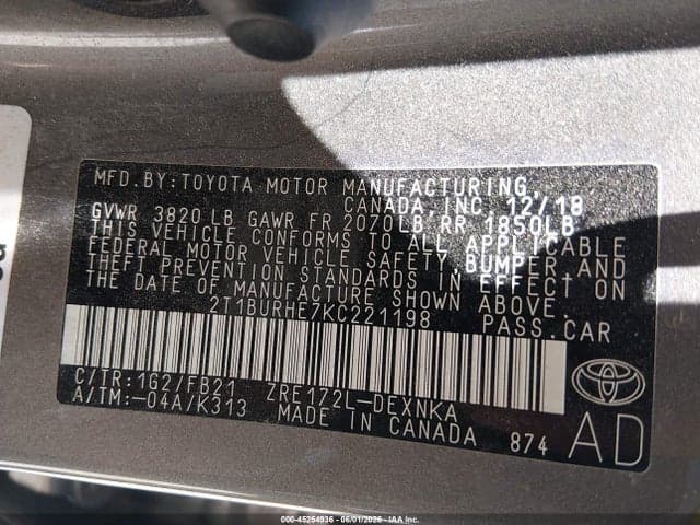 2019 TOYOTA COROLLA LE 9