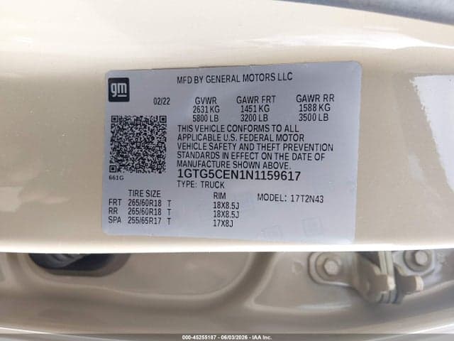 2022 GMC CANYON 2WD SHORT BOX ELEVATION 9