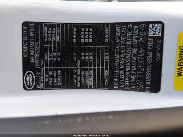 2021 LAND ROVER RANGE ROVER 9